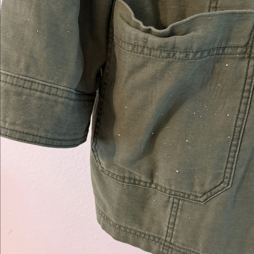 Free People Olive Utility Jacket with Patch Detail size XS - Picture 4 of 9
